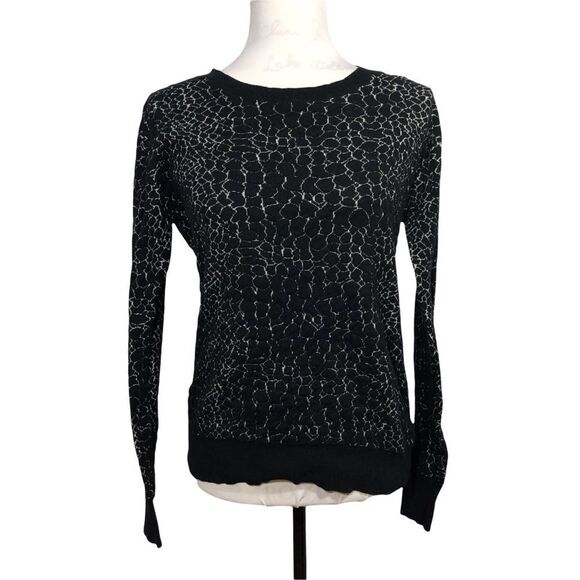 Halogen Black With White Long Sleeve Sweater - Picture 1 of 11